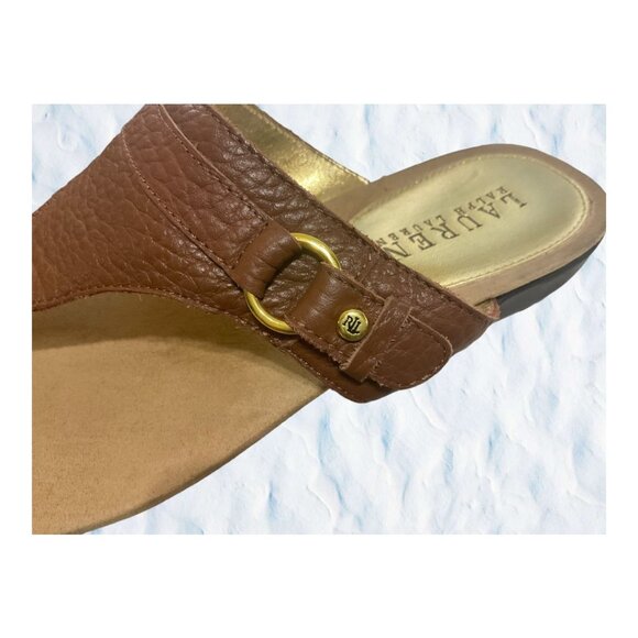 SOLD! Ralph Lauren Kendra Genuine Pebble Leather (11878  A/15) Thong Sandal 9.5B - Picture 10 of 14
